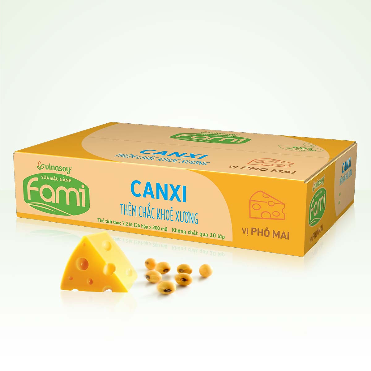 Thùng Sữa đậu nành Fami Canxi vị Phô Mai ( 200ml x 36 Hộp )