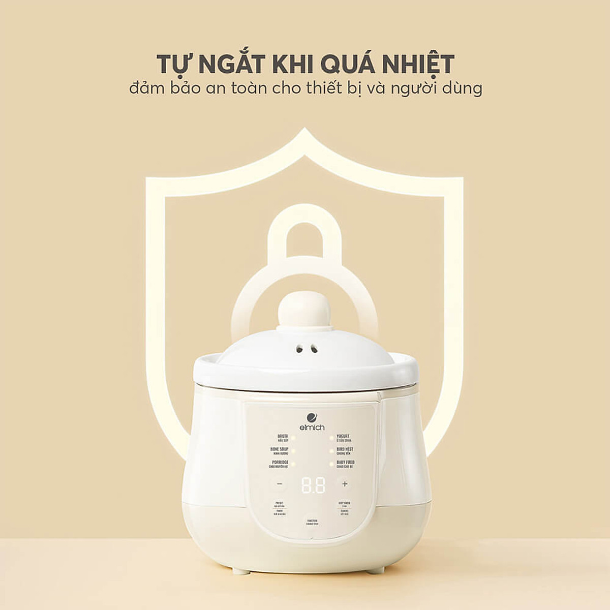 Nồi nấu chậm, nấu cháo, chưng yến 1L Elmich SCE-8524OL - Hàng Chính Hãng