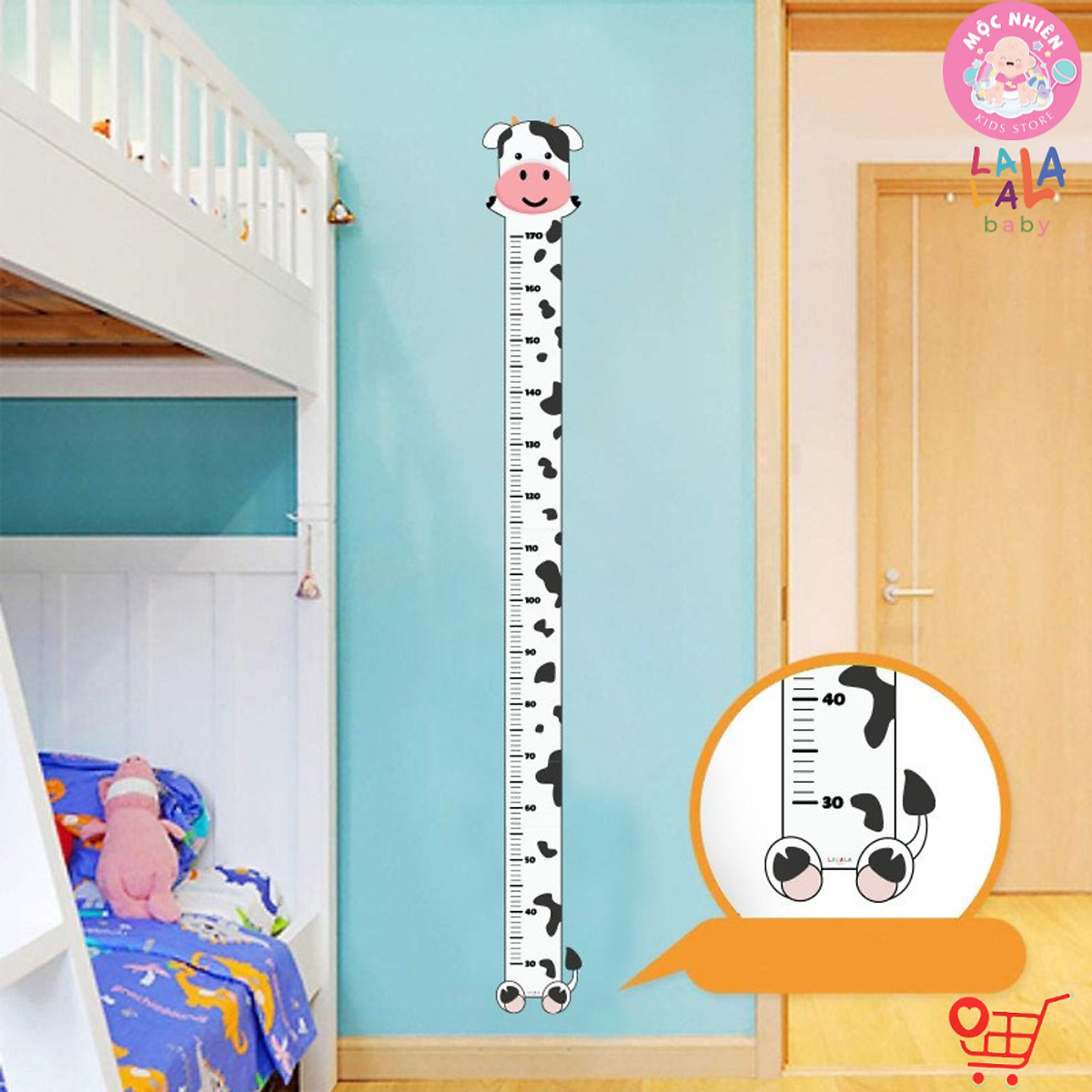 Thước Đo Chiều Cao Dán Tường cho Bé ( Decal Dán Tường ) Hình Con Vật Đáng Yêu - Lalala Baby