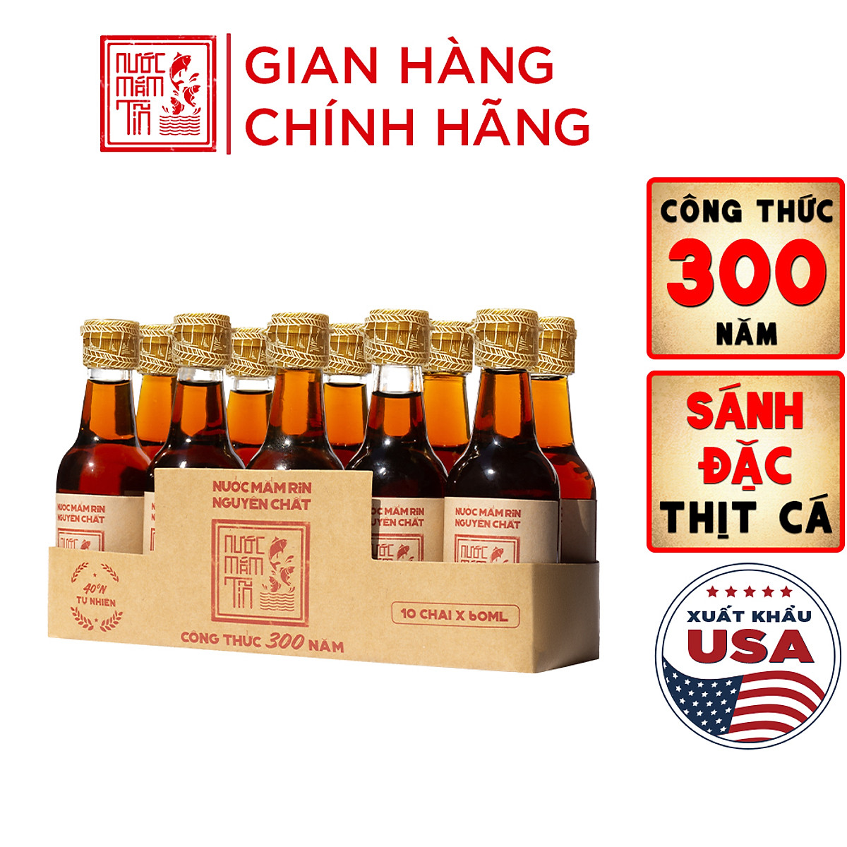 Đặc Sản Bình Thuận - Nước Mắm Tĩn Lốc Mini Du Lịch 40N Đạm Tự Nhiên Gồm 10 Chai Thủy Tinh 60Ml Nước Mắm Rin Nguyên Chất Truyền Thống Sạch Là Cốt Nhĩ Từ Cá Cơm Than Sánh Đặc Thịt Cá Không Chất Bảo Quản - Ocop 4 Sao
