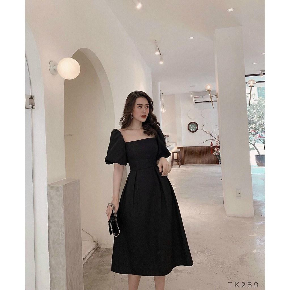 Đầm cổ vuông tay phồng  Nomax thời trang thiết kế
