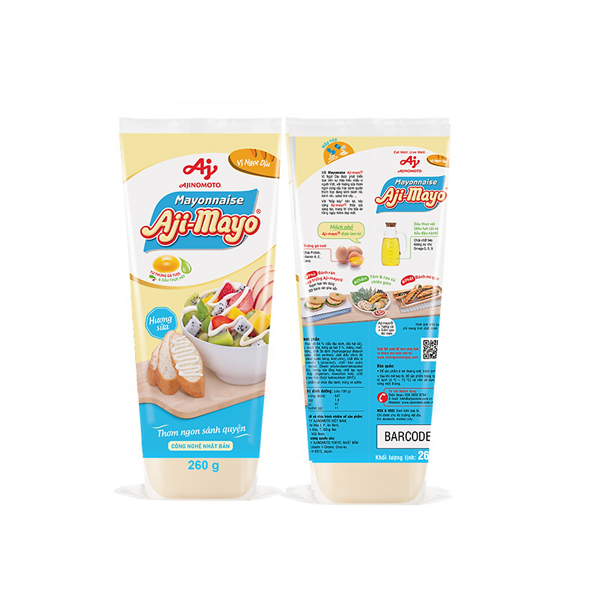 Combo 2 Tuýp Xốt Mayonnaise Aji-mayo® Vị Ngọt Dịu 260g/Tuýp