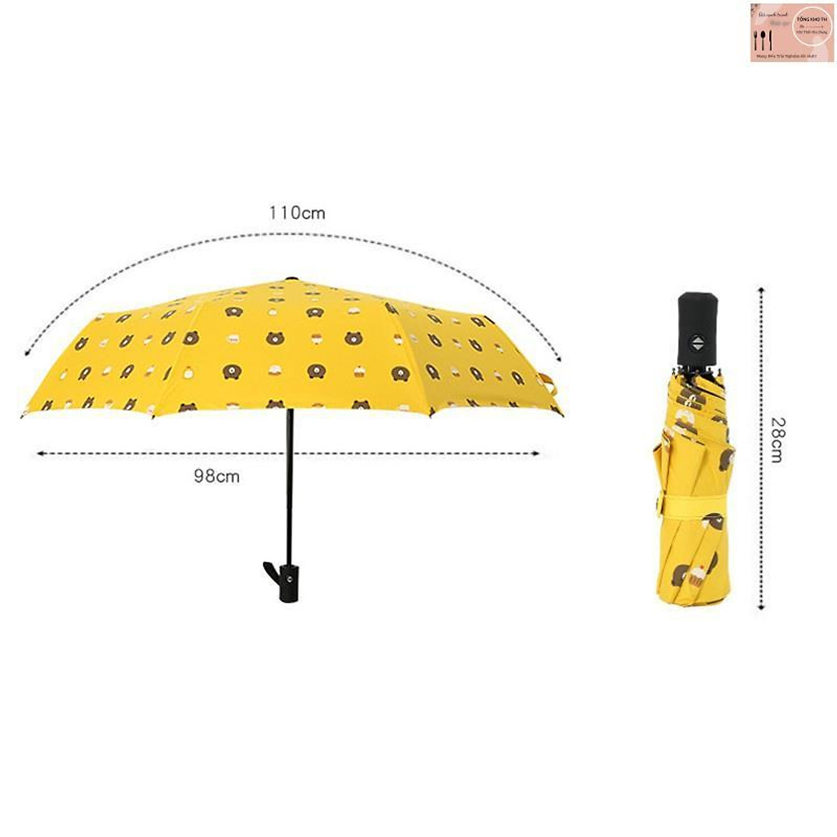 Ô dù gấp gọn mini , Ô dù che mưa hình gấu Brown dễ thương , Vải dù cản tia UV Ô Dù Gấp Gọn Mini , Ô Dù Che Mưa Hình Gấu Brown Dễ Thương , Vải Dù Cản Tia Uv