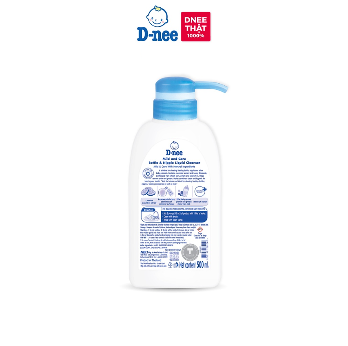 Nước rửa bình sữa D-nee Mild & Care chai 500ml