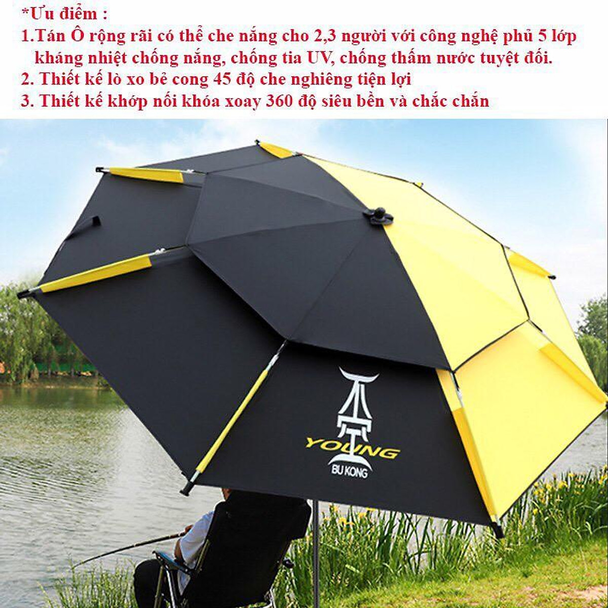 Ô Dù Câu Cá 2 Tầng Cao Cấp - Dụng cụ câu cá khác Ô Dù Câu Cá 2 Tầng Cao Cấp - Dụng Cụ Câu Cá Khác