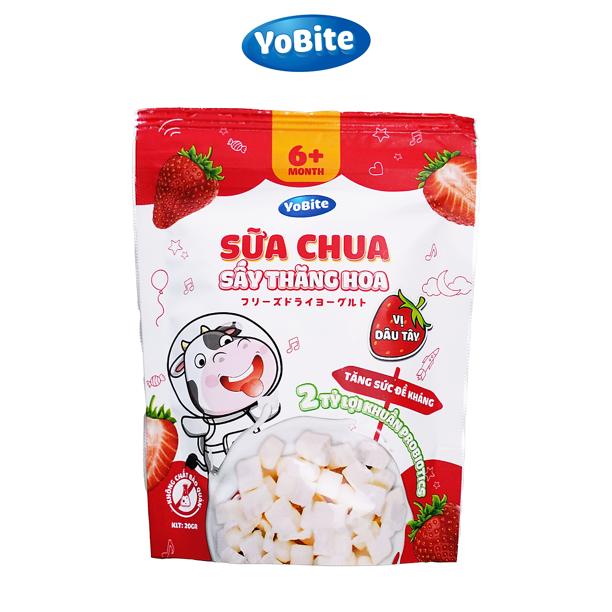 Sữa chua khô ăn dặm YoBite Kids vị Dâu tây - Hỗ trợ tiêu hóa, ngừa biếng ăn