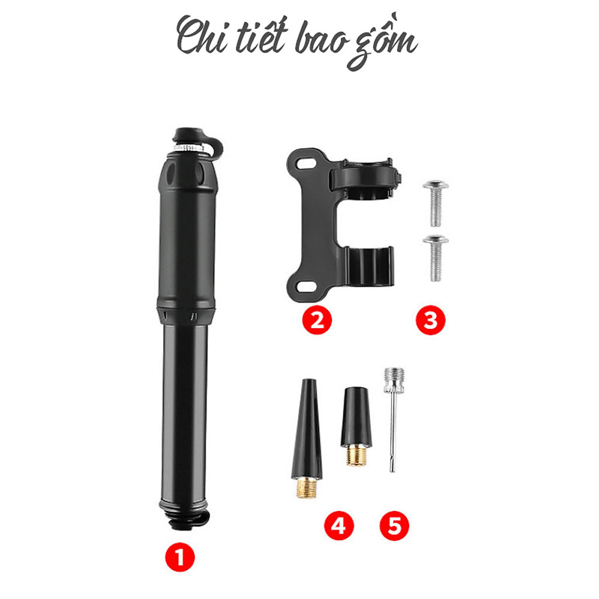 Bơm Xe Đạp Mini 100Psi Kèm Khung Gắn Sườn Xe Nhiều Đầu Bơm Tiện Lợi, Lõi Khung Nhôm Kim Loại Trọng Lượng Nhẹ MaiLee