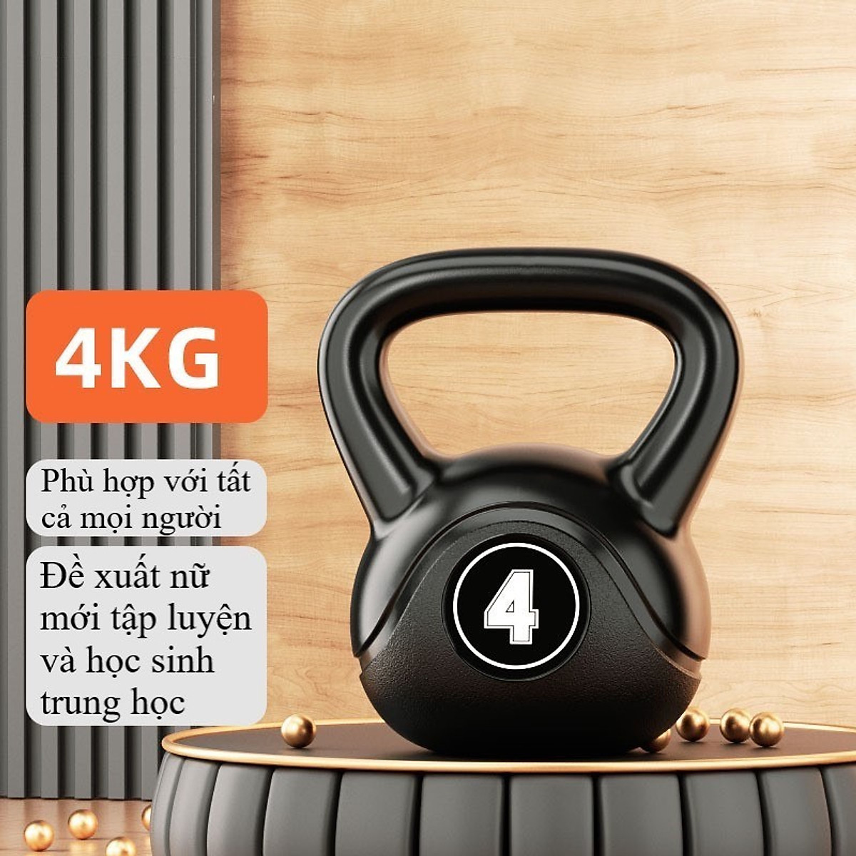 Tạ Bình Vôi 4kg, Tạ Quai Xách Vỏ Nhựa PE Bọc Bê Tông Chống Ồn,Mang đến cho bạn cơ thể khỏe mạnh hơn Dành Cho Nam Nữ