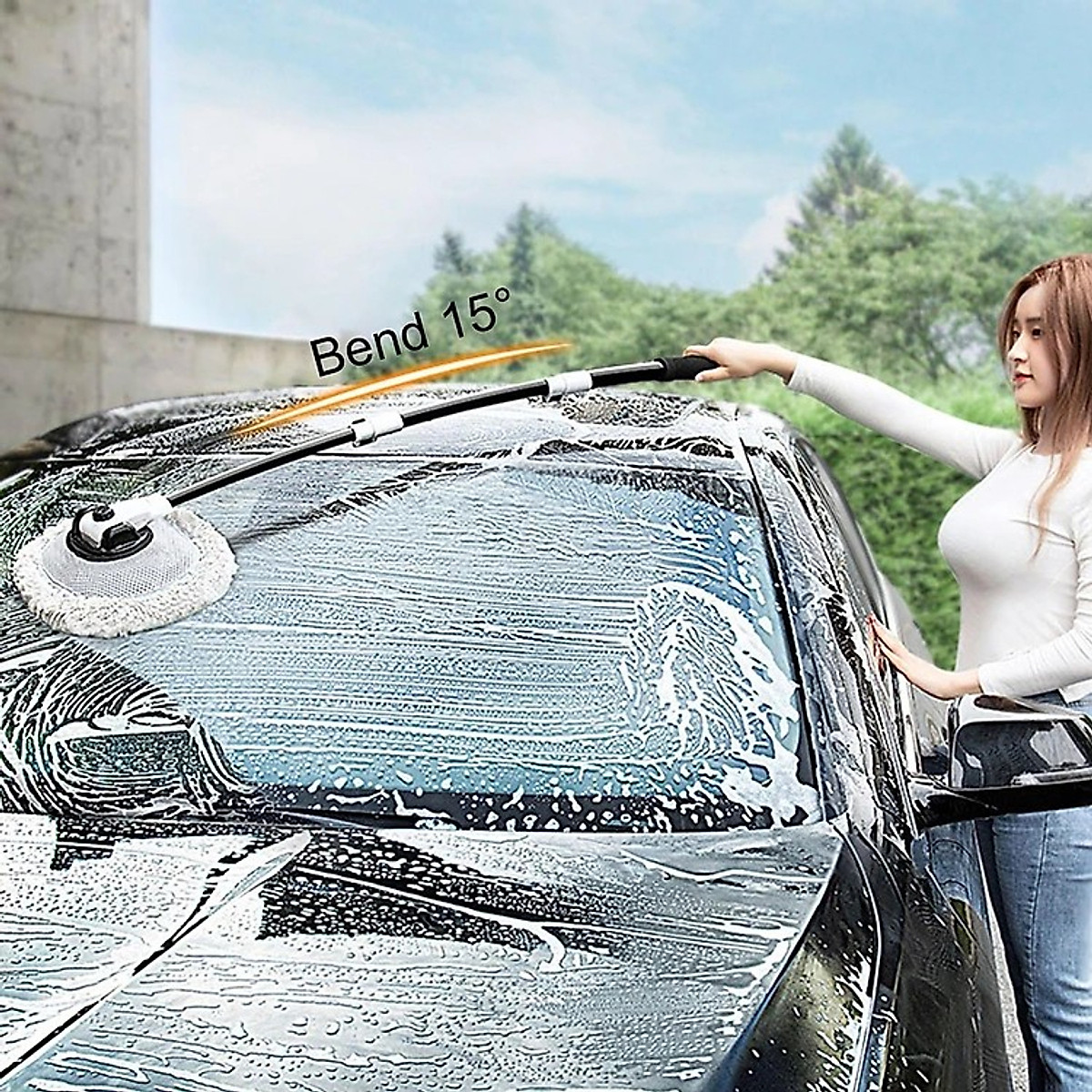 Chổi Vệ Sinh Rửa Xe Ô Tô - Cây Lau Nhà Đặc Biệt Dạng Ống Lồng Ba Phần | Dụng Cụ Rửa Xe Làm Sạch Bằng Sợi Chenille