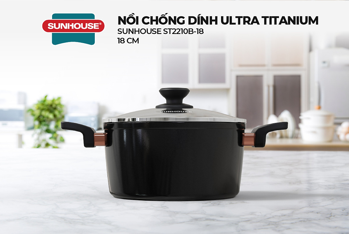 Nồi chống dính Ultra titanium Sunhouse - Dùng cho mọi loại bếp - Hàng chính hãng