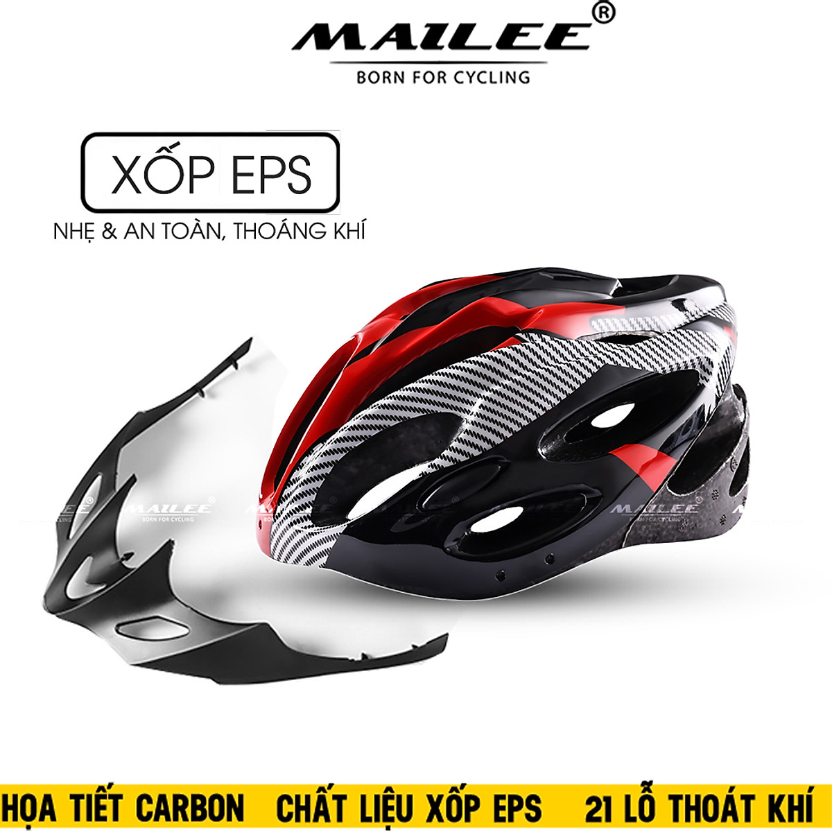 Mũ Bảo Hiểm Xe Đạp MTB Điều Chỉnh Cho Nam/Nữ, họa tiết carbon FTTK-01 nhiều màu, chất liệu xốp EPS - Thiết Kế Thể Thao, an toàn, nhẹ, thoáng khí, vành tháo rời cho xe đạp MTB - Mai Lee