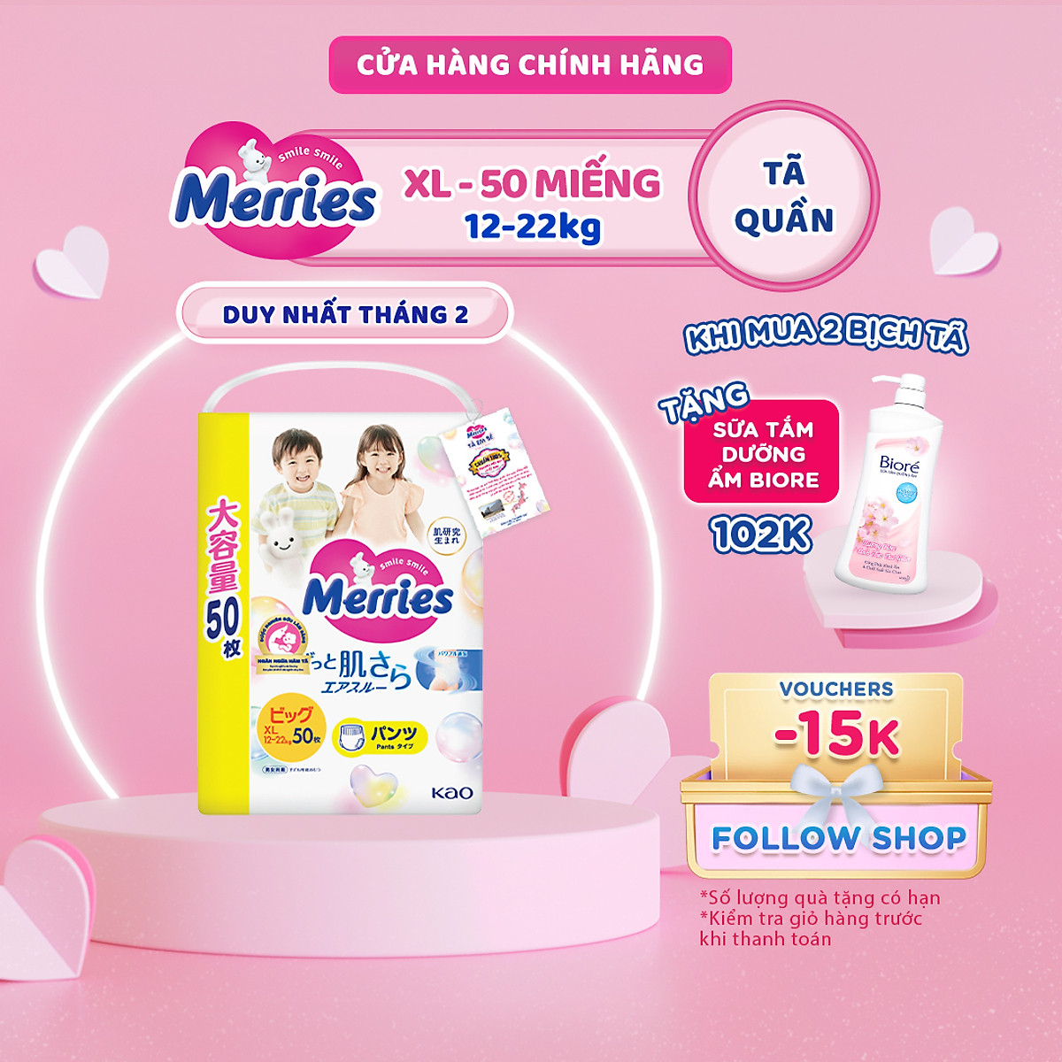 Tã/bỉm quần Merries Jumbo Đủ Size L56/XL50/XXL32