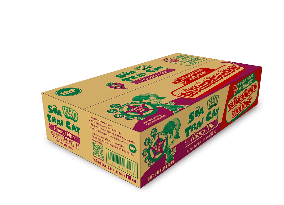 Thùng 48 hộp Sữa trái cây hương nho KUN 110ml/hộp