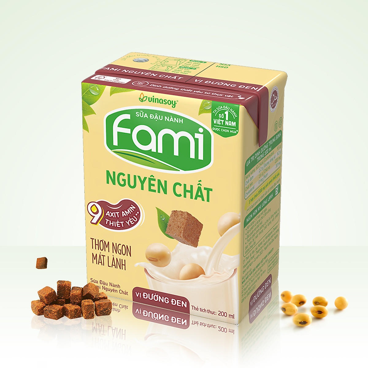 Thùng Sữa Đậu Nành Fami Nguyên Chất Vị Đường Đen (200ml x 36 Hộp)