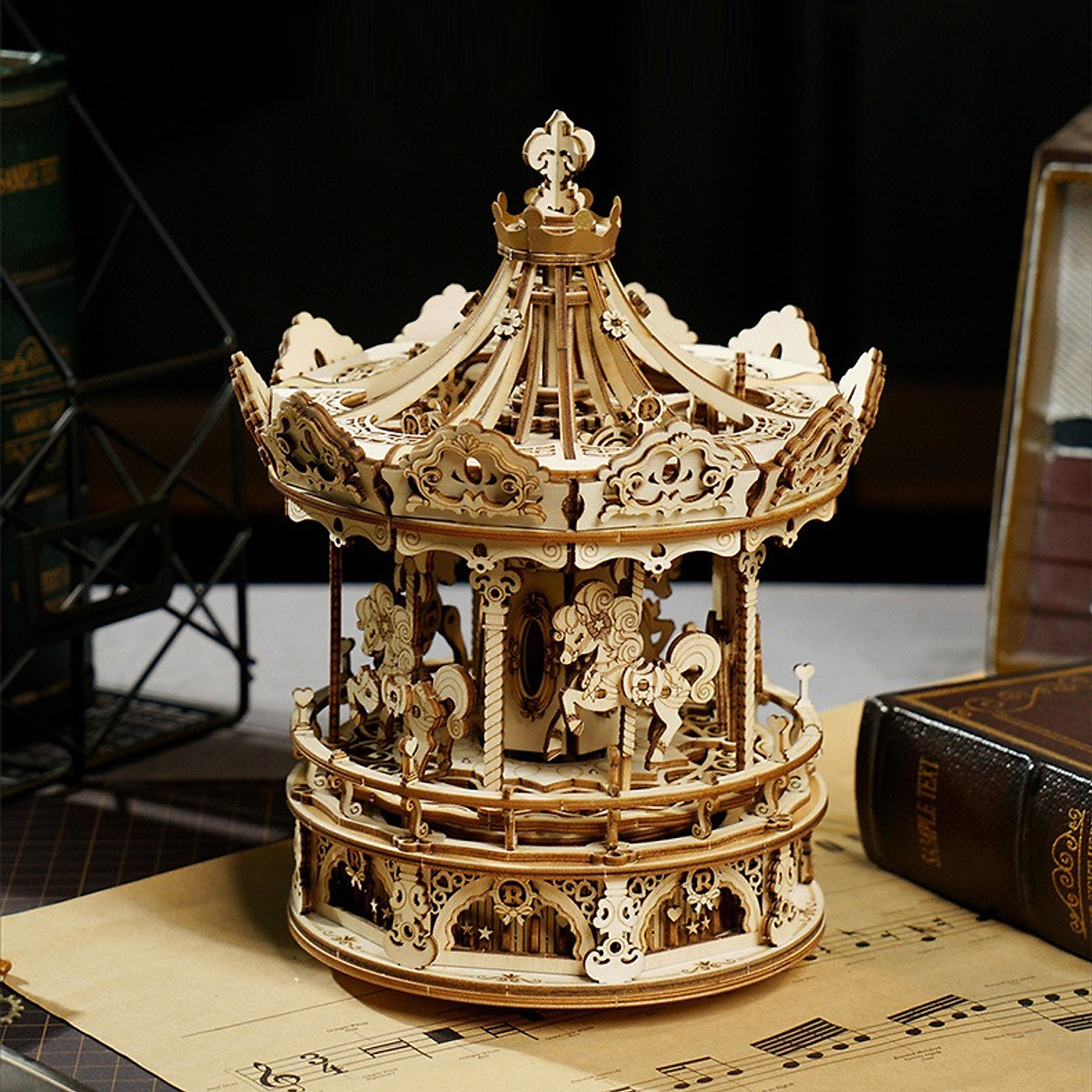 Mua Đồ chơi lắp ráp gỗ 3D Mô hình Hộp nhạc Romantic Carousel AMK62 ...