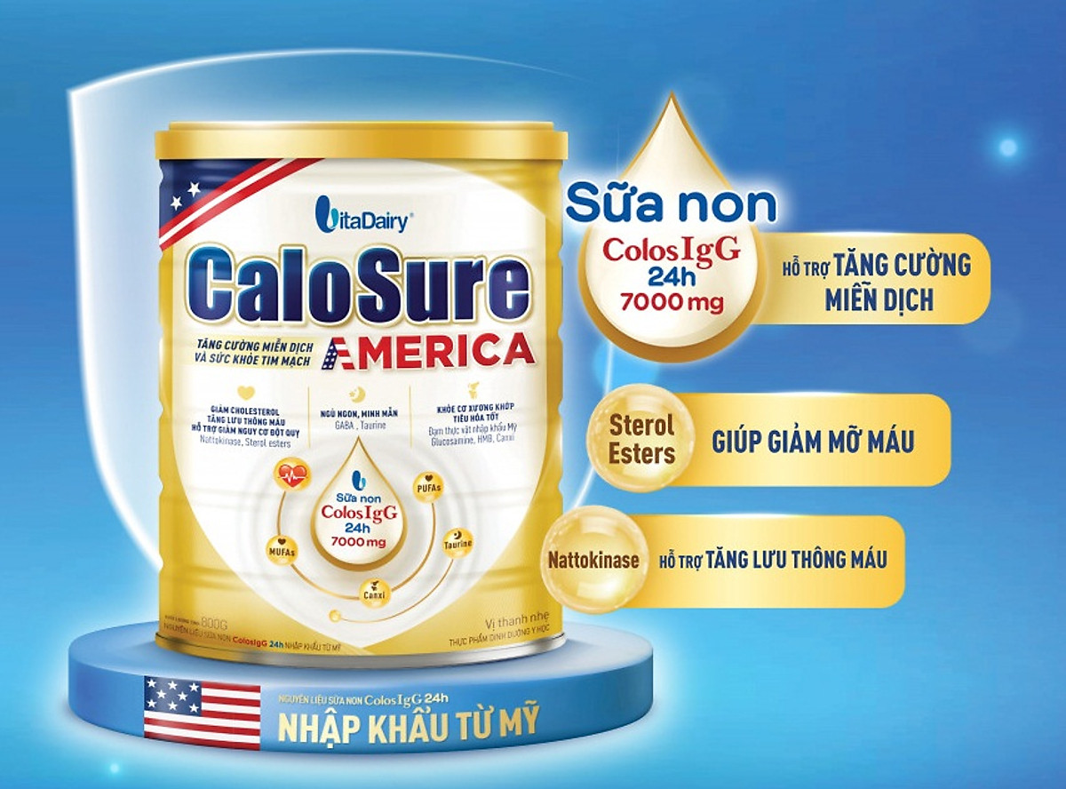 Bộ 3 lon sữa Dinh dưỡng CaloSure lon 800g - Tăng cường miễn dịch và sức khoẻ tim mạch