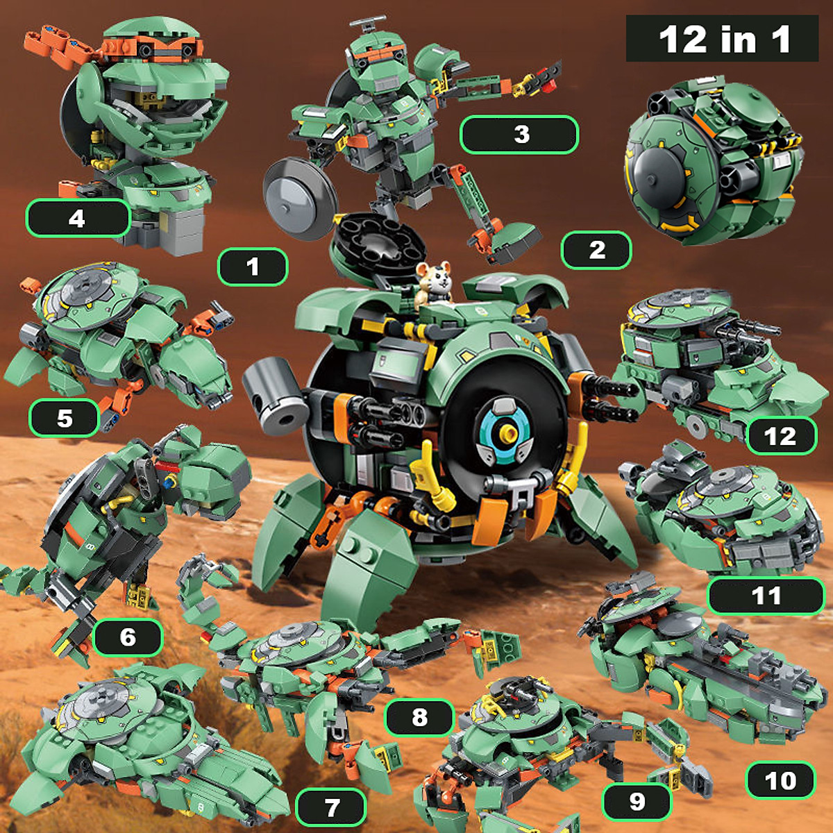 Đồ Chơi Lắp Ráp Mô Hình Wrecking Ball Hamster Mech Robot 12in1 Với 227 Mảnh Ghép
