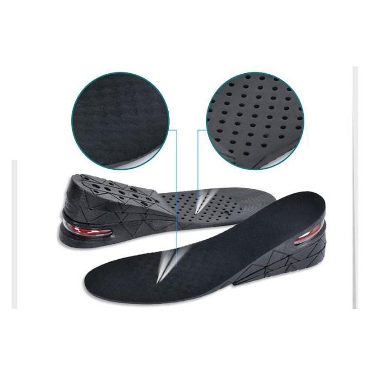 Độn giày silicon đệm khí êm chân, lót giày cả bàn tăng chiều cao nhiều lớp, mã DG05 - màu ĐEN