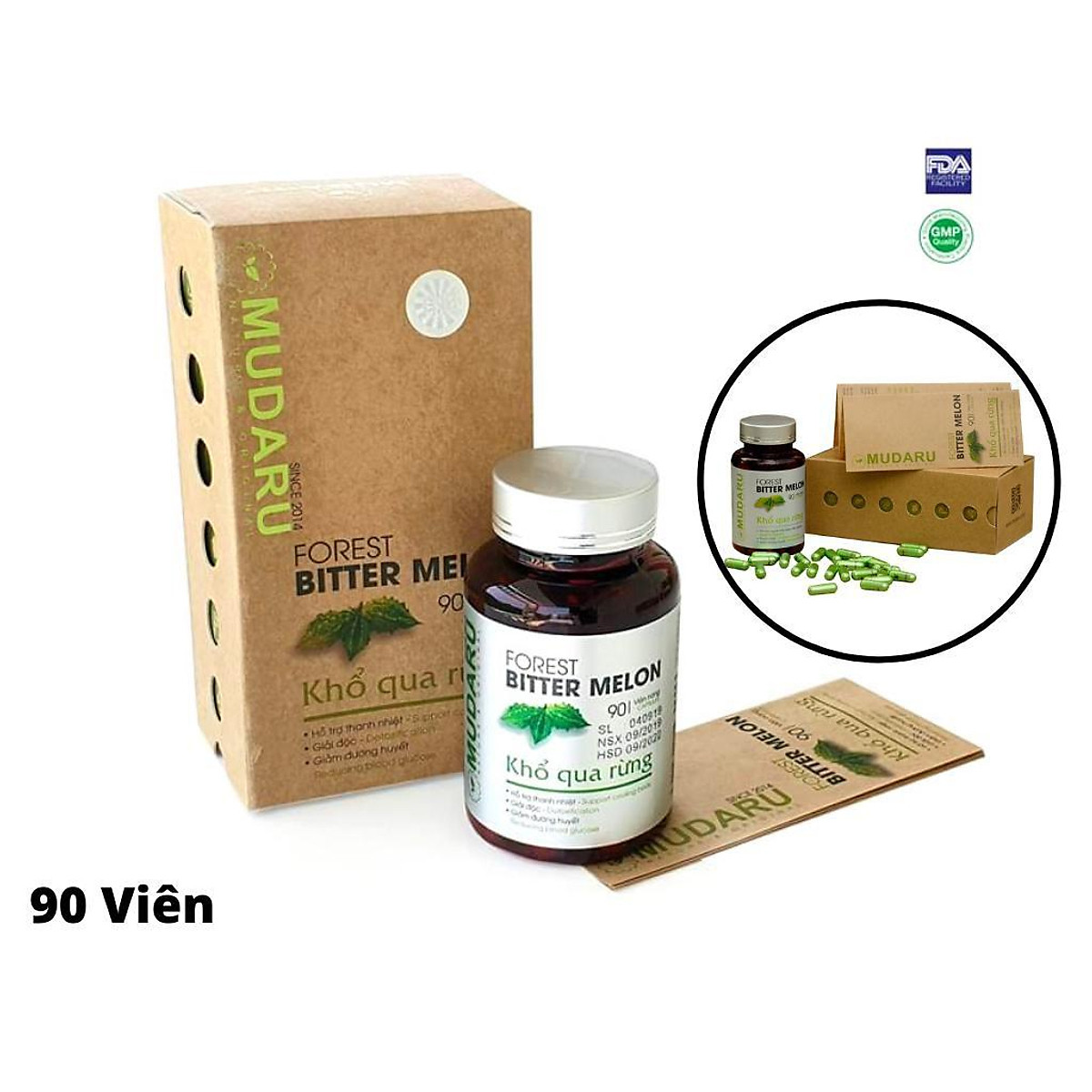 Viên Khổ Qua Rừng Mudaru Giúp Ngủ Ngon, Hạ Huyết Áp (Hộp 90 Viên) | Tiki