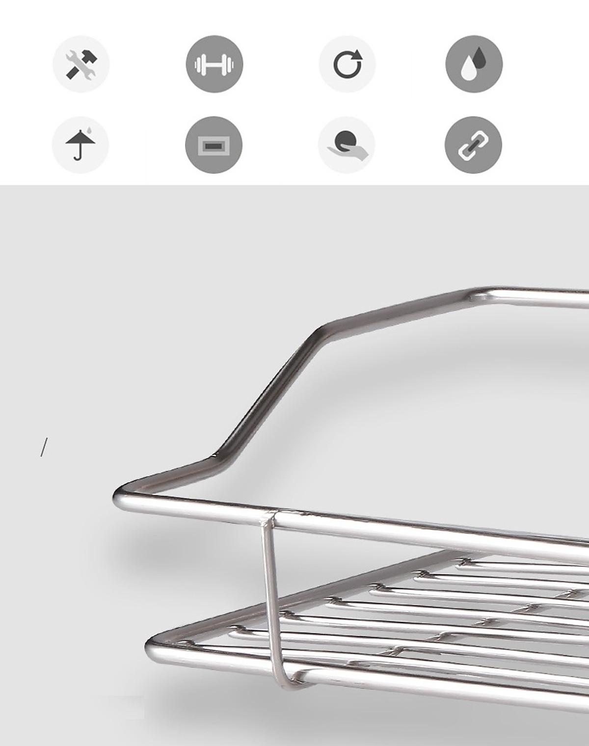 Giá Treo Đồ Inox 304 Dán Tường treo dầu gội sữa tắm đồ dùng phòng tắm tiện lợi - KT35
