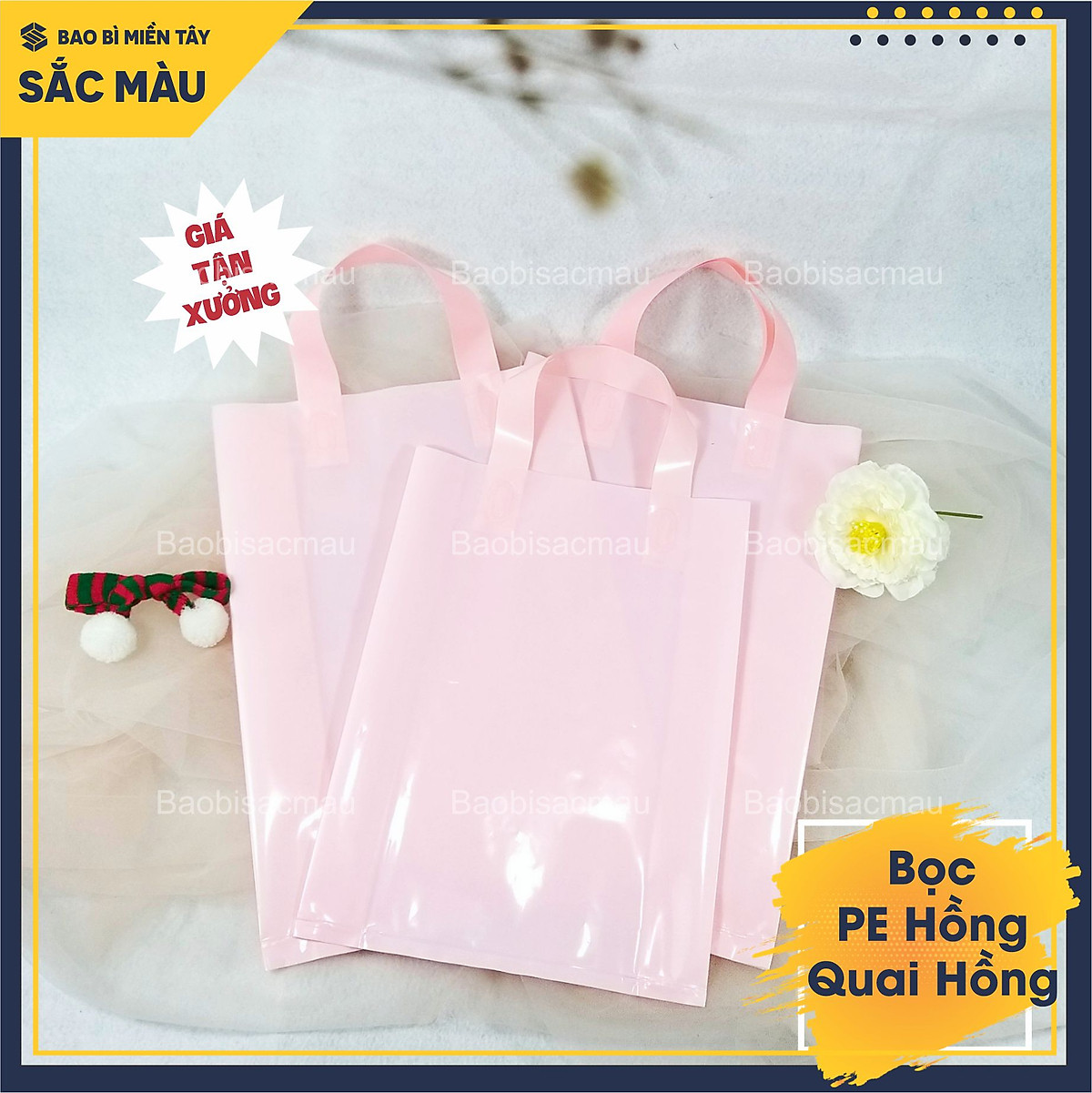 Mua 1KG Túi Nilon PE quai ép đựng quần áo, mỹ phẩm, quà tặng - Hồng ...
