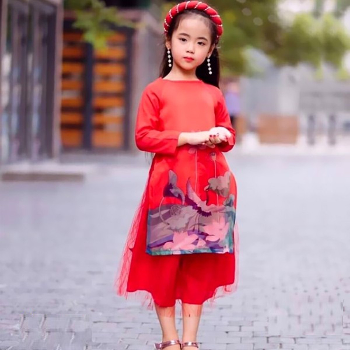 Mua Áo Dài Cách Tân Đỏ Có Mấn Cho Bé Gái 12 - 13 Tuổi | Tiki