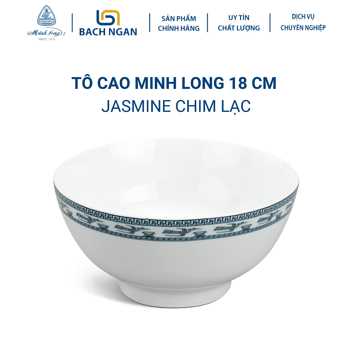 Tô Cao Minh Long 18 cm Jasmine Chim Lạc Bằng sứ, Hàng Đẹp, Cao Cấp ...
