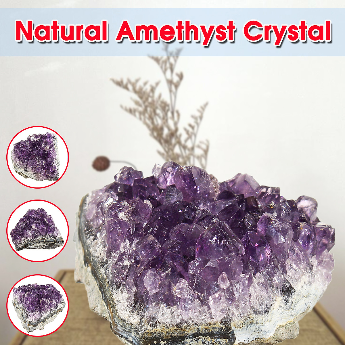 Natural Raw Amethyst Quartz Geode Druzy Crystal Cluster Healing Specimen Decor 