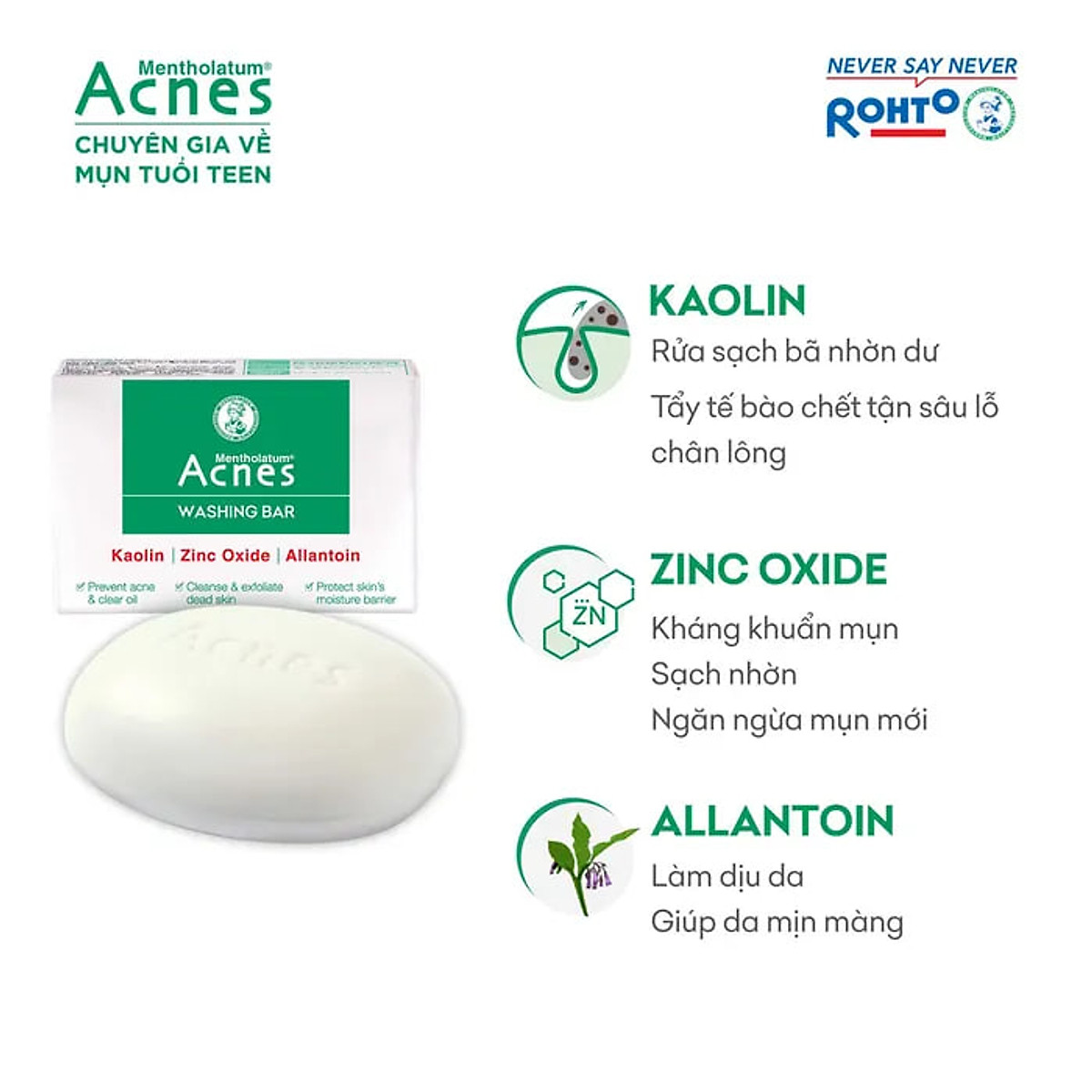 Xà phòng trị mụn lưng và rửa mặt Acnes Washing Bar 75g
