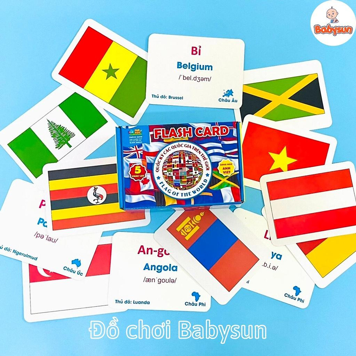 Bộ thẻ flashcard cờ các nước trên thế giới học thông minh cho bé ...