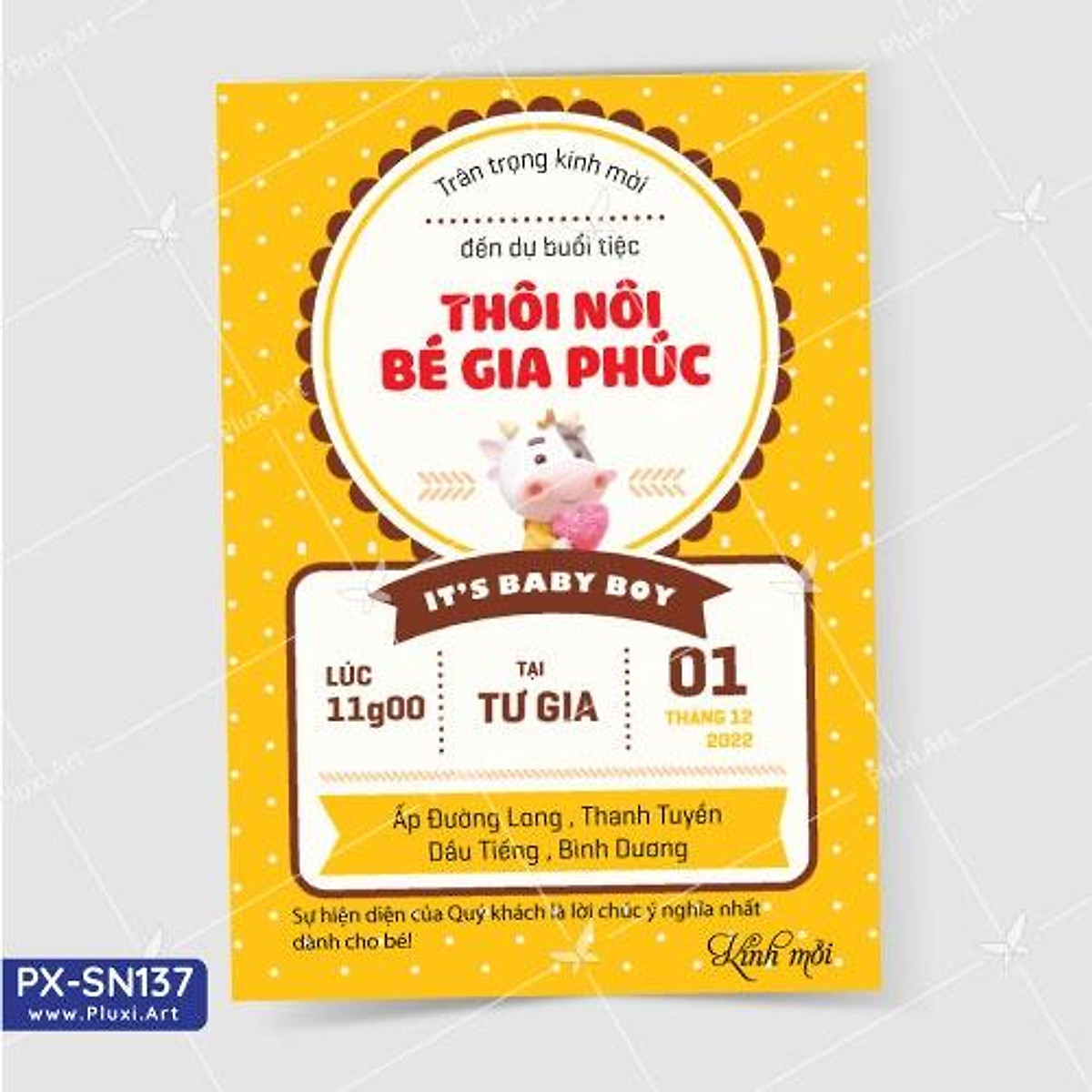 Ghim trên thiệp mời thôi nôi
