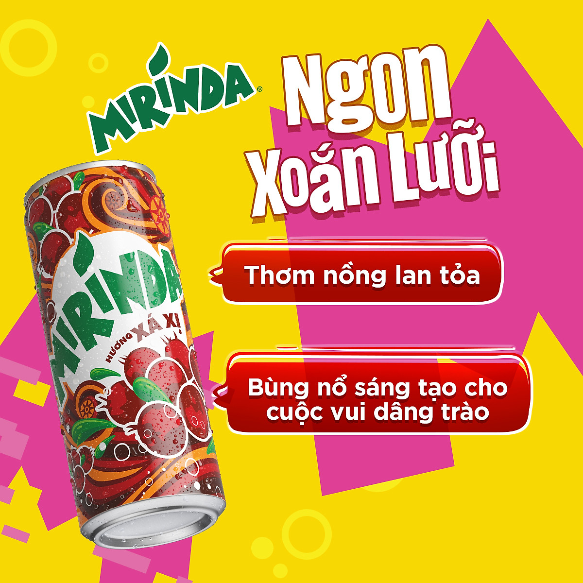 Thùng 24 Lon Nước Ngọt Có Gas Mirinda Xá Xị (320ml/Lon)