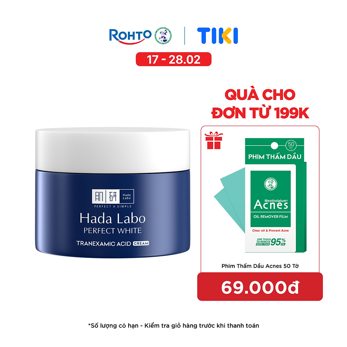 Kem dưỡng trắng Hada Labo Perfect White Tranexamic Acid Cream 50g
