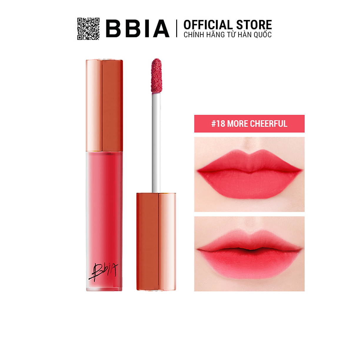 Son kem lì Bbia Last Velvet Lip Tint - 18 More Cheerful 5g (Màu ...