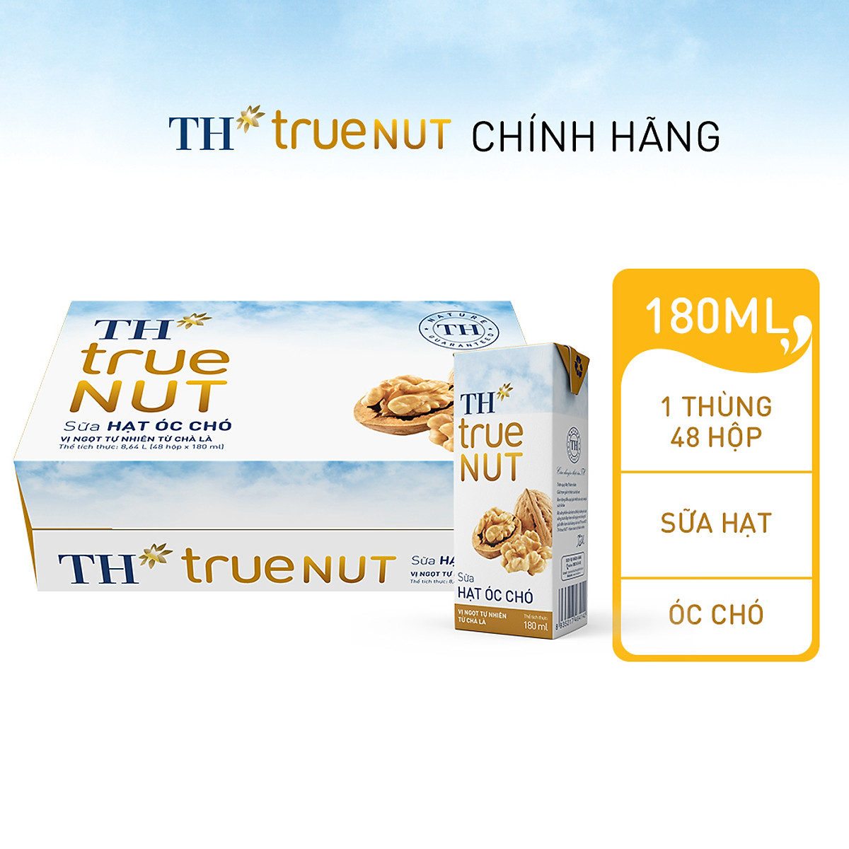 Thùng 48 hộp sữa hạt óc chó TH true NUT 180 ml (180 ml x 48)