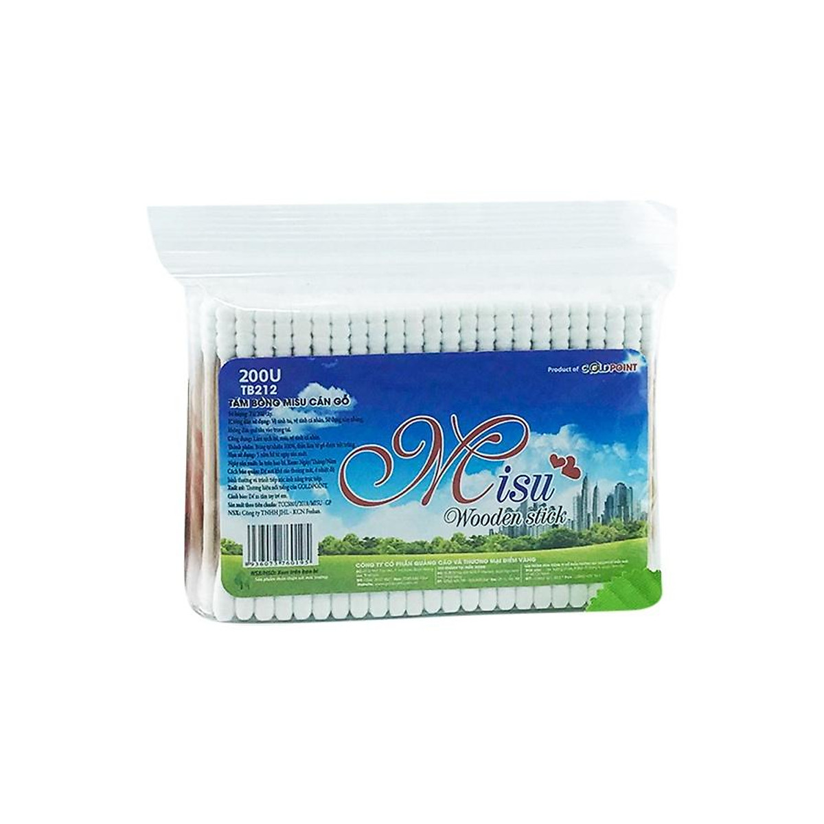 Tăm bông gói 200 Que bông ngoáy tai cao cấp Missu cán gỗ