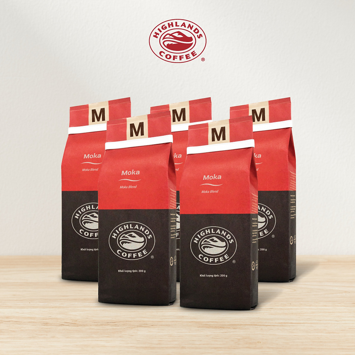 Combo 5 Cà phê rang xay Moka Highlands Coffee 200g - dòng cà phê cao cấp