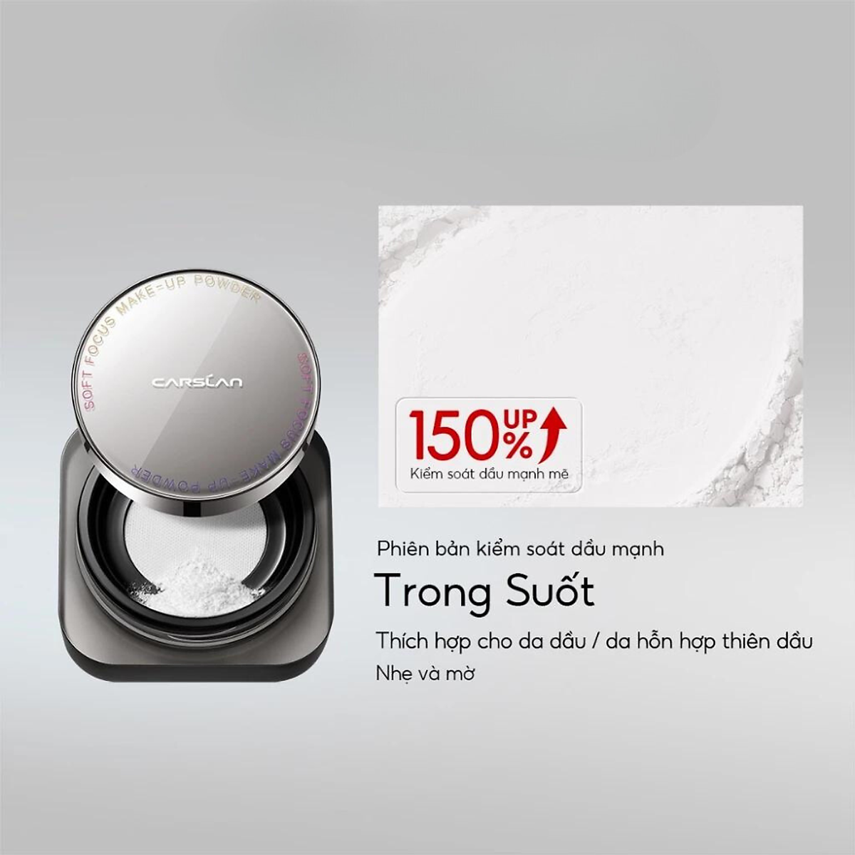 Phấn phủ CARSLAN dạng bột từ tính kiềm dầu màu đen chống nước chống mồ hôi che phủ bóng dầu cho mặt 8g