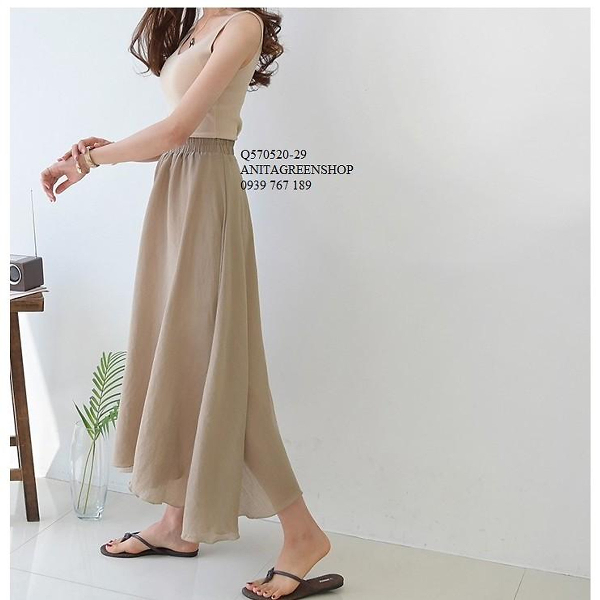 Chân váy maxi tầng lưng thun Nhà Kho Liti