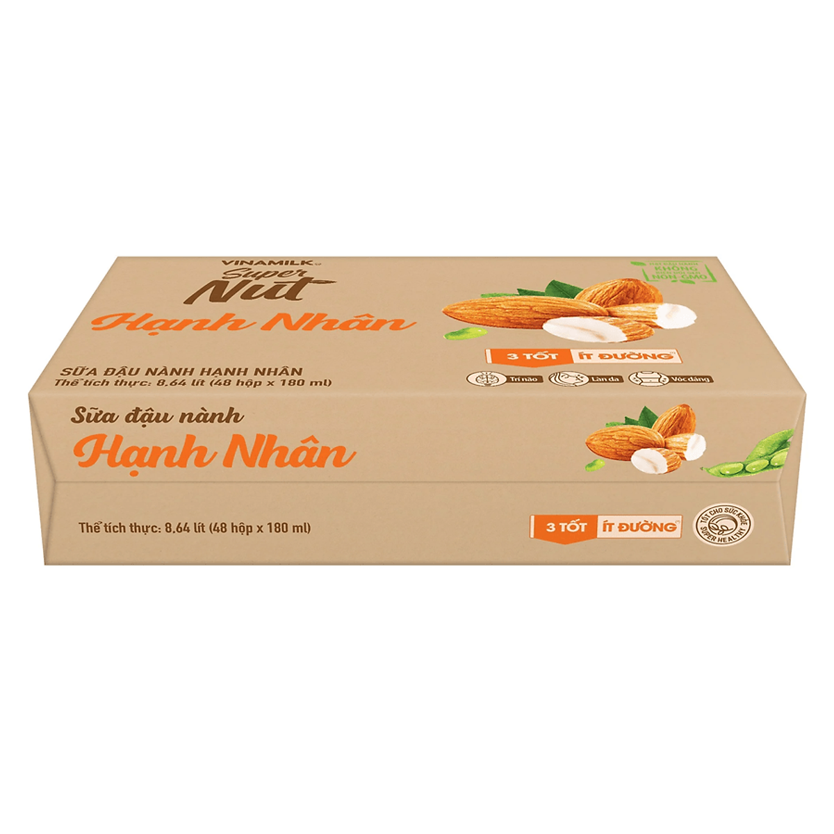 Thùng 48 hộp Sữa đậu nành Vinamilk hạt hạnh nhân 180ml