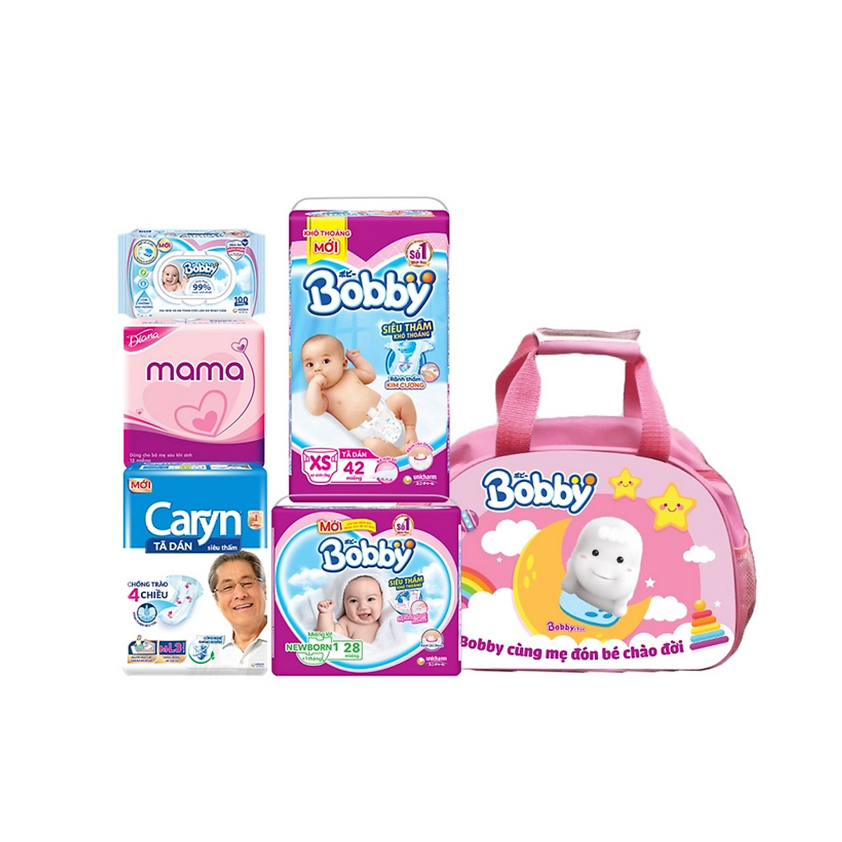 Combo đi sinh màu hồng Bobby