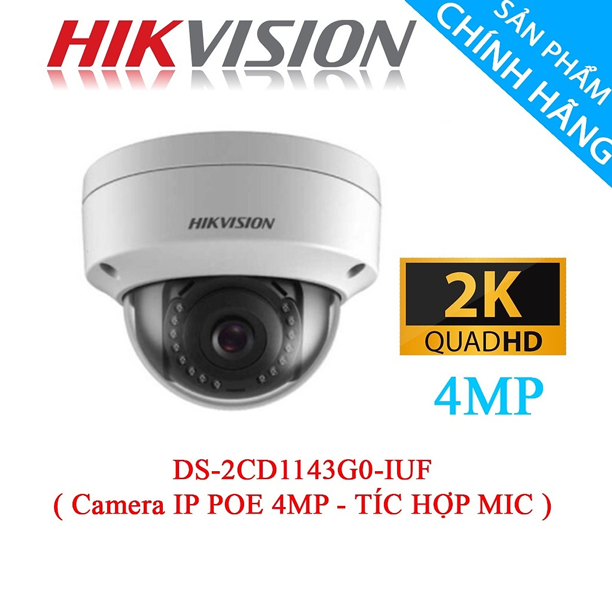 Phiên bản DS-2CD1143G0-IUF tích hợp micro thu âm – phù hợp cửa hàng và văn phòng