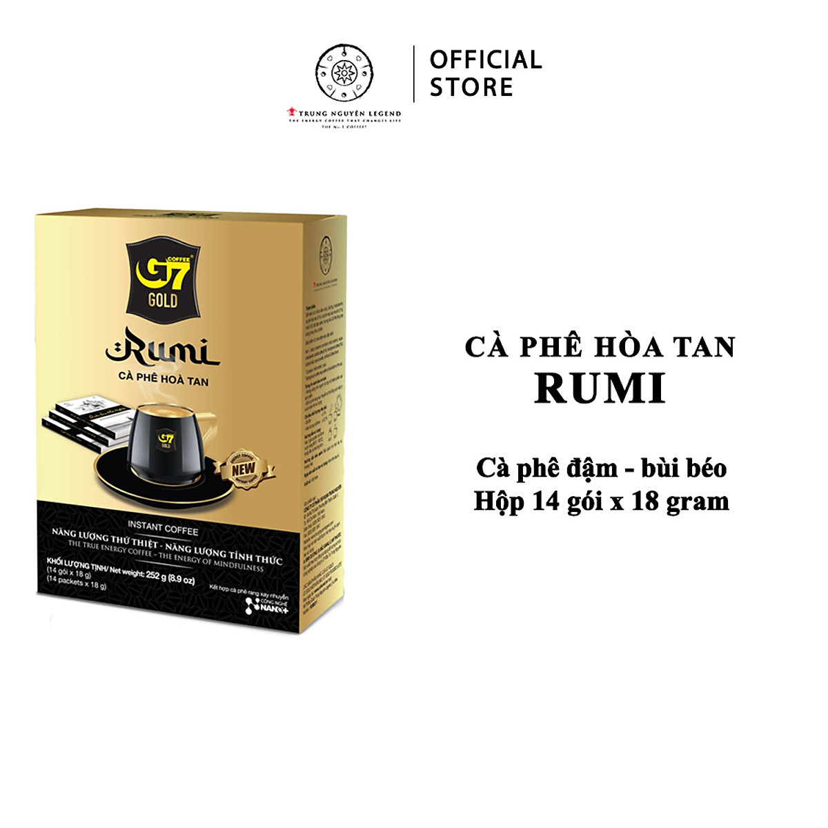 Trung Nguyên Legend - Cà phê sữa hòa tan G7 Gold Rumi - Hộp 14 gói x 18gr