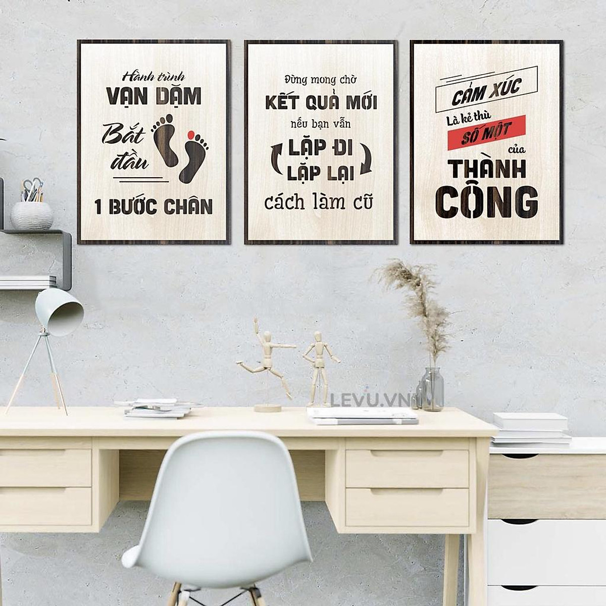 Ưu Đãi Giá] Combo 3 Tấm Tranh Văn Phòng Gỗ tạo động lực khổ nhỏ ...
