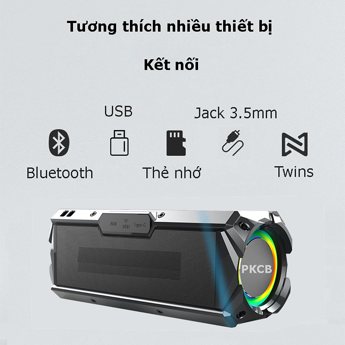 Loa Bluetooth PKCB Bản Mở Rộng, chip DSP, Hỗ Trợ Kết Nối Bluetooth, USB, Thẻ Nhớ, dây 3.5mm 100W TWS Âm Thanh Sống Động - Hàng chính hãng