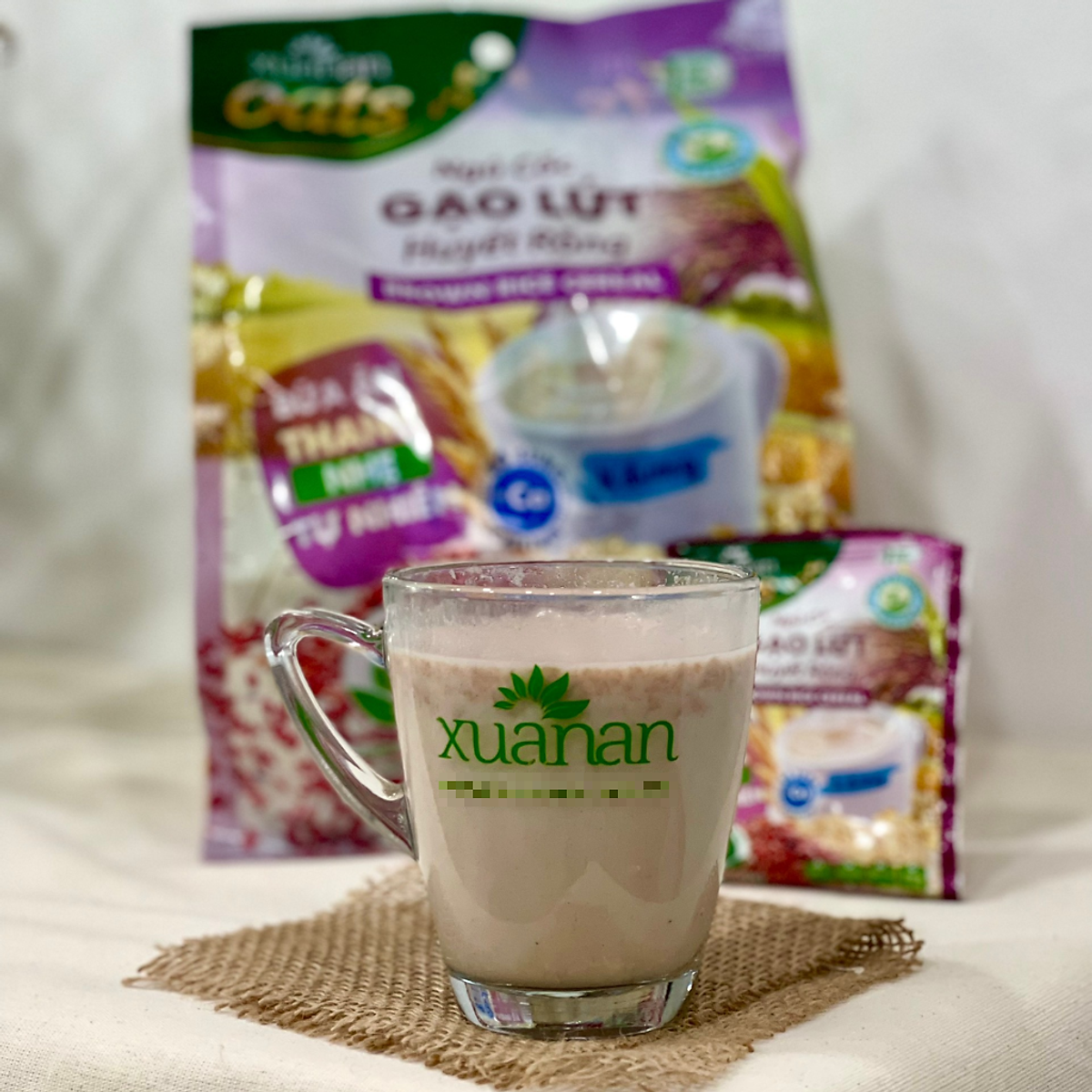 Ngũ Cốc Gạo Lứt Huyết Rồng Xuân An [ít đường] Túi 400G {25g*16 gói}(Tặng Kèm 1 Túi Yến Mạch 150G)