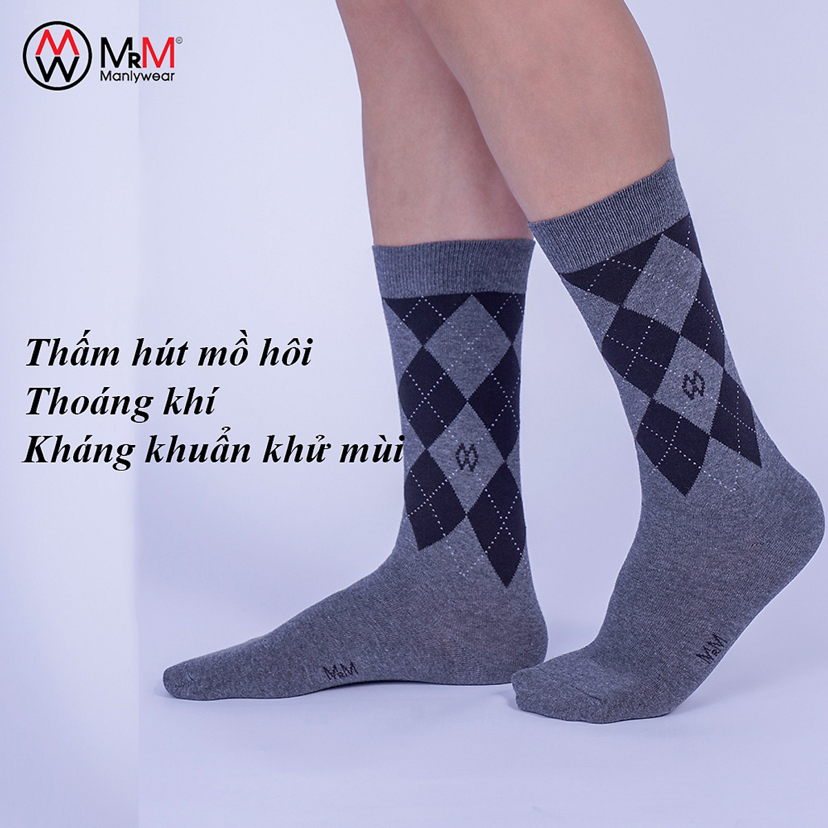 Hộp 5 đôi tất vớ đi giày tây nam công sở cổ cao MRM Manlywear, sợi cotton organic cao cấp thoáng khí, chống hôi chân