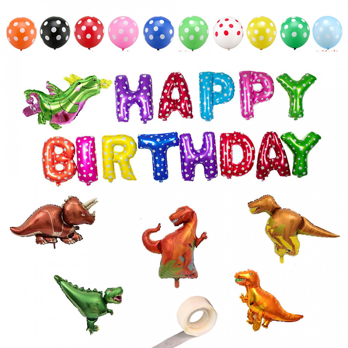 Combo bong bóng sinh nhật chủ đề khủng long 