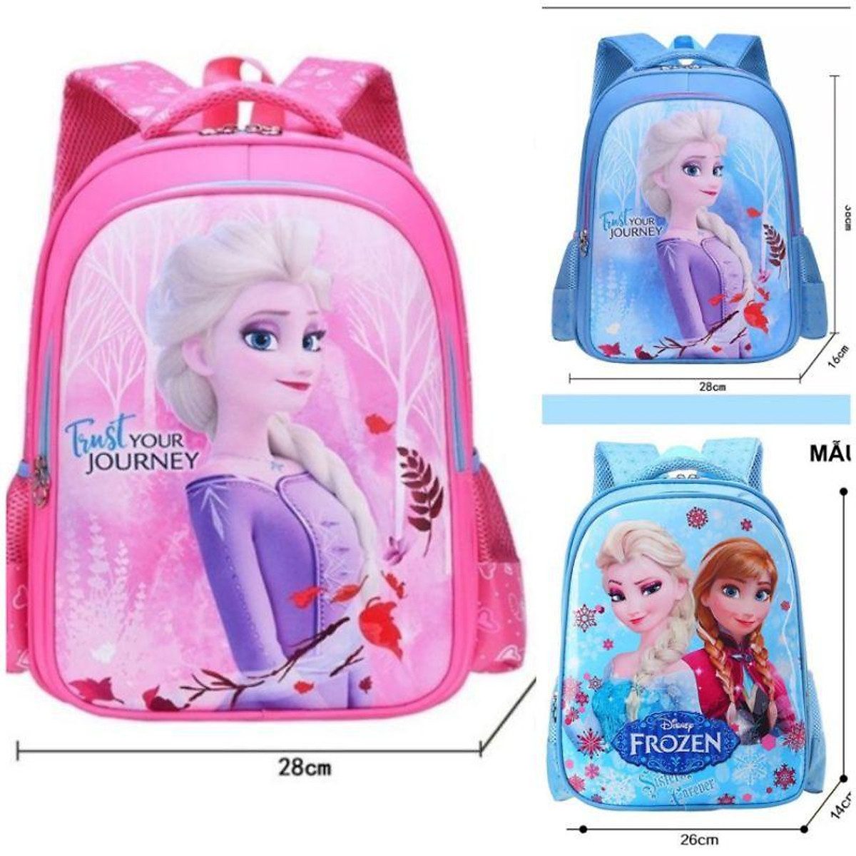 Balo công chúa Elsa Anna ba lô cho bé gái Frozen 2 cặp đi học siêu