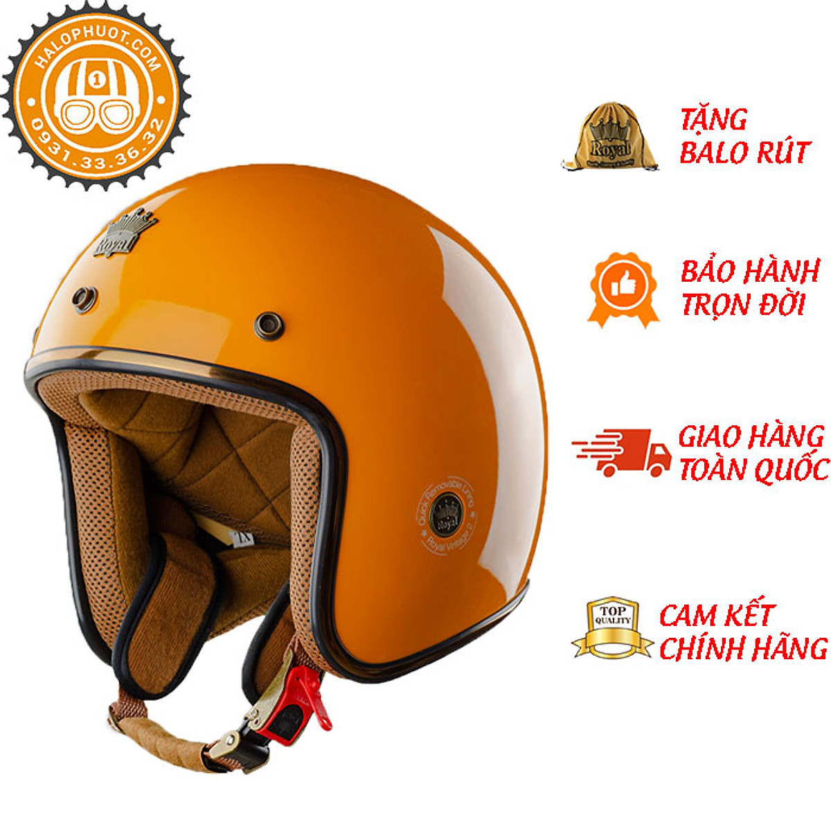Mũ Bảo Hiểm 3/4 Đầu Royal M20C